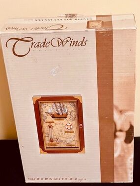 NIB Nautical Wall Decor Key Cabinet With 3D Ship And Figures For Home / Cottage